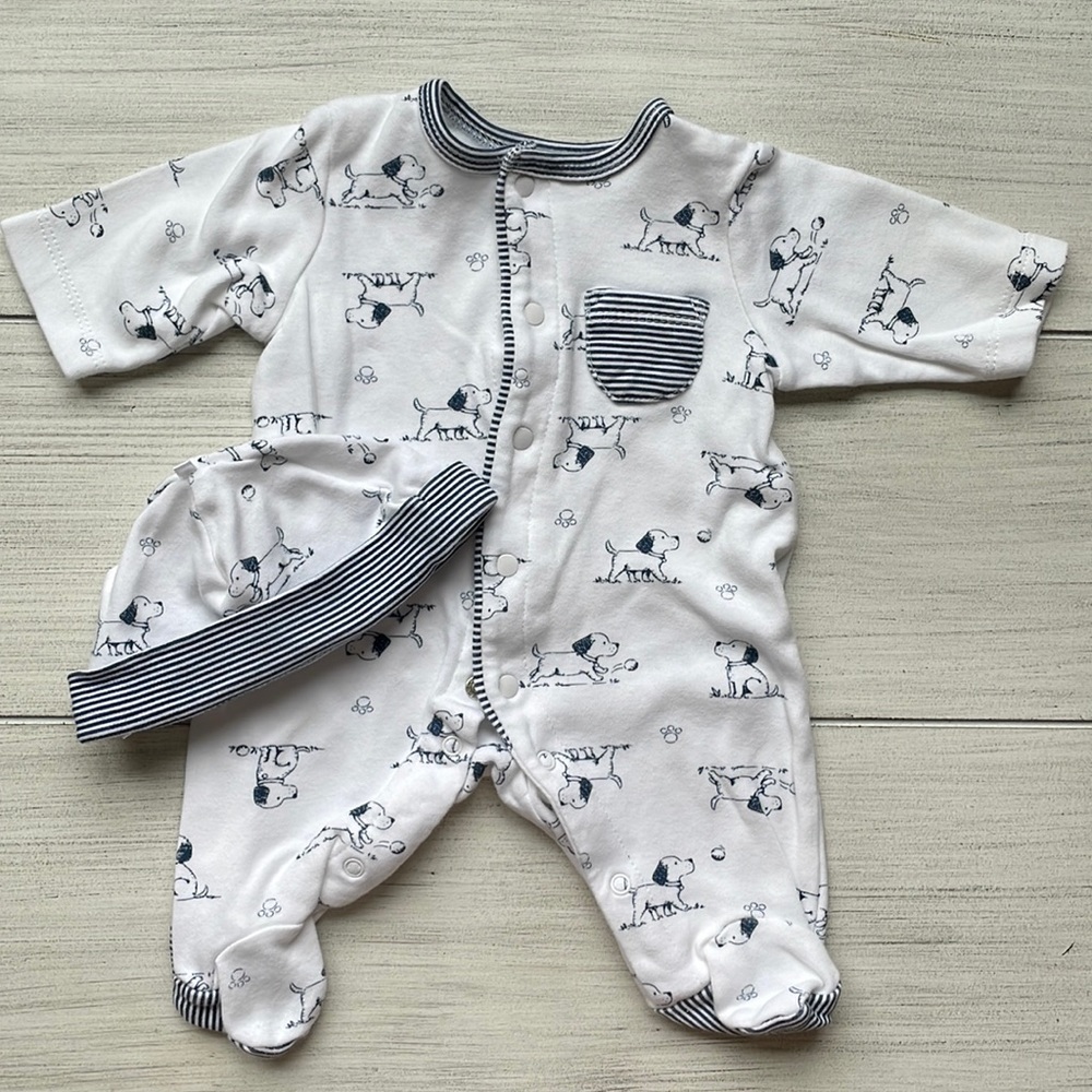 Navy & White doggie onsie